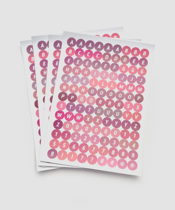Stickers Letras y Números Ref. Rosado
