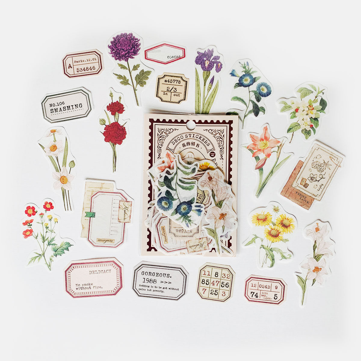 Deco Stickers Labels y Flores x40